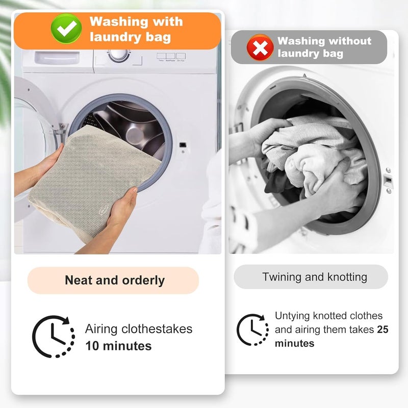 NAHADS 6-Piece Bag, Durable Cotton Mesh Laundry Bag, Sturdy Zipper, Breathable Mesh, Exquisite Laundry Bag for Underwear, Clothes, Pants, Shoes and Socks - Image 2
